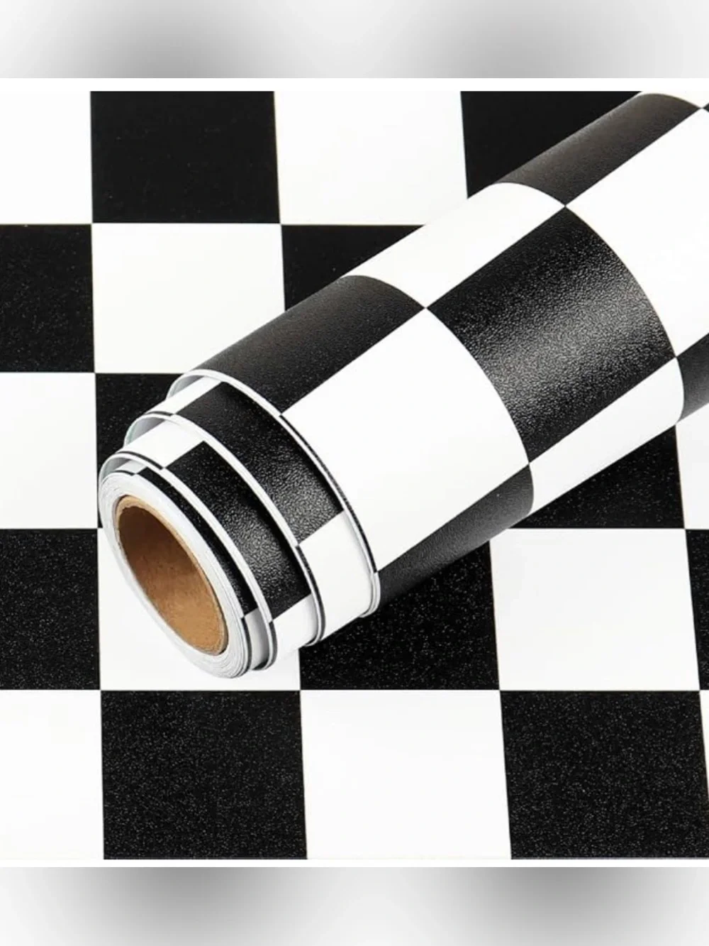 NWT Checkered Self Adhesive Removeable Black & White Wallpaper, Waterproof
